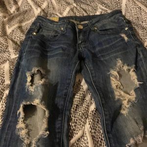 Denim ripped flare jeans great condition brand machine